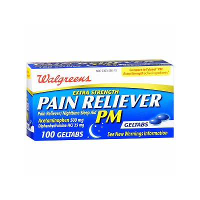 Walgreens PM Extra Strength Pain Reliever Geltabs