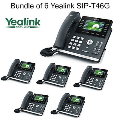 Yealink SIP-T46G Bundle of 6 Gigabit 16 Line VoIP Phone PoE No Power Supply