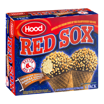 Hood Red Sox Chocolate Dipped Sundae Cones With Peanuts - 6 CT