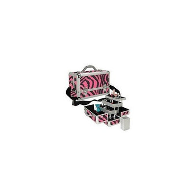 Seya Pink Zebra Professional Aluminum 3 Tray Makeup Train Case