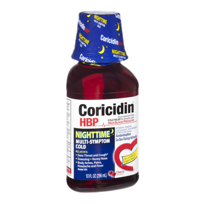 Coricidin HBP Cherry Flavor Nighttime Multi-Symptom Cold Acetaminophen