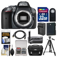 Nikon D5300 Digital SLR Camera Body (Grey) with 32GB Card + Case + Grip + Battery & Charger + Tripod + HDMI Cable + Remote Kit
