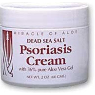 Miracle of Aloe Dead Sea Salt Psoriasis Cream 2 Oz Contains 36% Pure Aloe Vera Gel & Dead Sea Salts! Naturally Helps Relieve the Dry, Itchy, Scaly Skin Caused By Psoriasis, Eczema and Other Irritating Skin Disorders. Re Moisturizes and Helps Heal Skin! Back, Legs, Arms, Scalp, Elbows, Hands, Feet Psoriasis, Plaque Psoriasis. Heal Your Skin Now with His Fast Active Ingredient Formula!