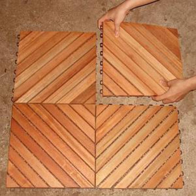 VIFAH Deck Tiles 12 Slat Diagonal 10 Tiles Box FSC Eucalyptus Hardwood