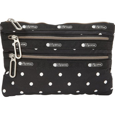 LeSportsac - Classic 3-Zip Pouch (Sun Dot Black) Wallet