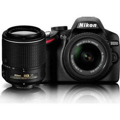 Nikon 24.2 MP CMOS Digital SLR Camera with 18-55mm and 55-200mm VR DX Zoom Lenses Bundle