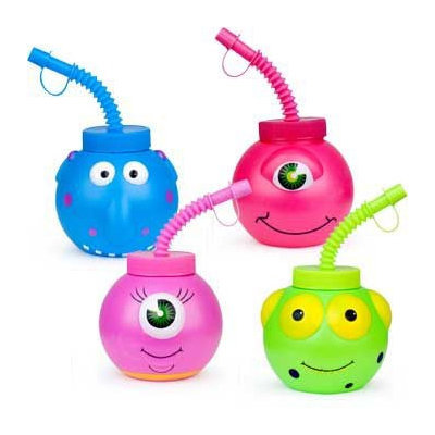Fun Express Monster Cups with Straws (1 dz)