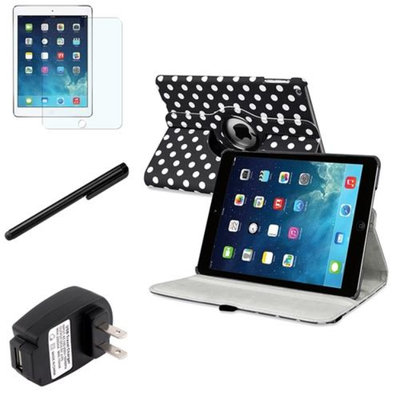 Insten INSTEN Black/White Polka Dot 360 Leather Case Cover+Matte Protector/For Apple iPad Air 5 5th