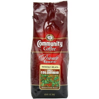 Community Coffee Private Reserve Whole Bean Coffee, 100% Colombia, 12-Ounce Bags (Pack of 3)