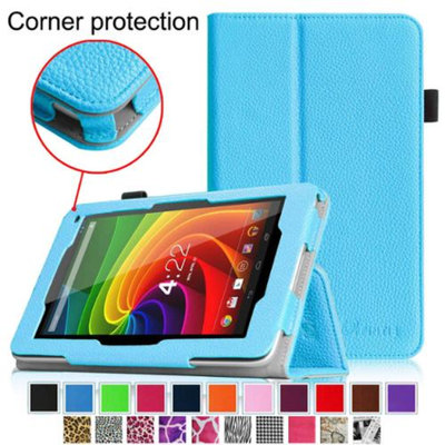 Fintie Toshiba Excite 7c AT7-B8 7-Inch Tablet Folio Case - Premium Vegan Leather Cover with Stylus Holder, Blue