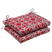 Pillow Perfect Outdoor 2-Piece Square Edge Seat Cushion Set - Red/Brown Keene