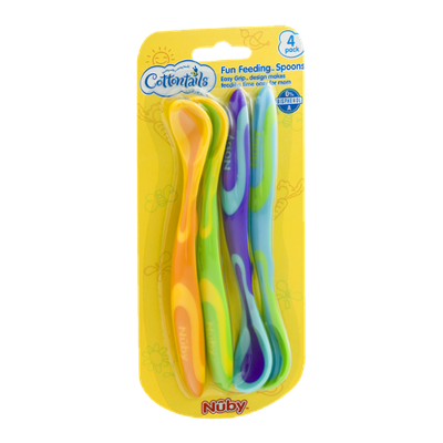Cottontails Nuby Fun Feeding-Spoons - 4 PK