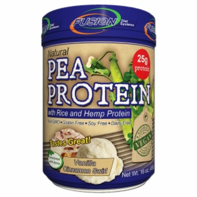 Fusion Diet Systems Natural Pea Protein with Rice & Hemp Protein, Vanilla Cinnamon Swirl, 16 oz