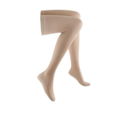 Sigvaris Women's Sheer Fashion 15-20 mmHg Closed Toe Thigh High Sock Size: B, Color: Natural 33