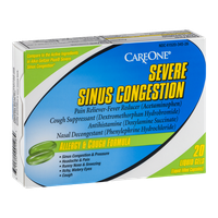 CareOne Severe Sinus Congestion Pain Reliever-Fever Reducer Allergy & Cough Formula Liquid Gels - 20 CT