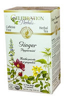Celebration Herbals - Organic Caffeine Free Ginger Peppermint Herbal Tea - 24 Tea Bags