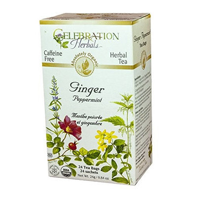 Celebration Herbals - Organic Caffeine Free Ginger Peppermint Herbal Tea - 24 Tea Bags
