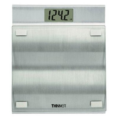 Conair Thinner Brushed Aluminum and Glass Scale, 400 Pound
