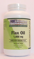 Organic Flax Oil 1000 MG No Chinese Ingredients American Supplements 180 Softgel