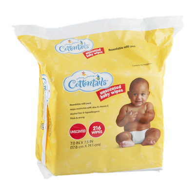 Cottontails Unscented Baby Wipes - 216 CT