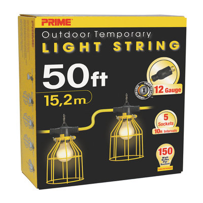 Prime Wire LSTLM830 12/3 Temporary Light String With Metal Cages