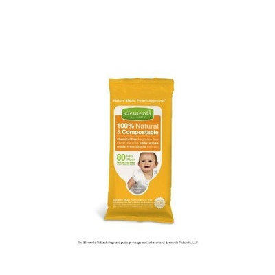 Elements Naturals Natural & Compostable Baby Wipes - Unscented - 80 ct