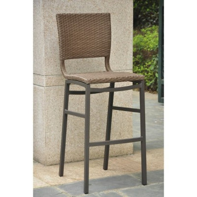 International Caravan Barcelona 2-Piece Wicker/Aluminum Patio Balcony Height Bar Stools -