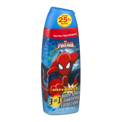 Marvel Ultimate Spiderman 3-In-1 Body Wash Shampoo Conditioner Berry Blast