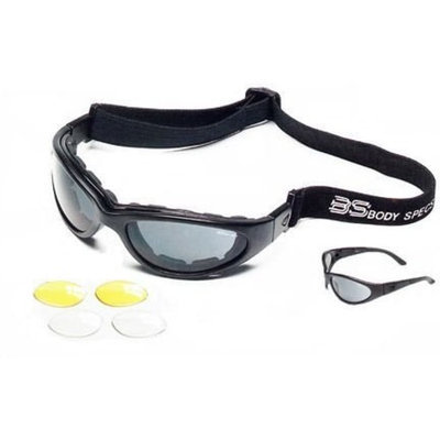 Body Specs BSG, Black Frame, Smoke-Green/Yellow/Clear