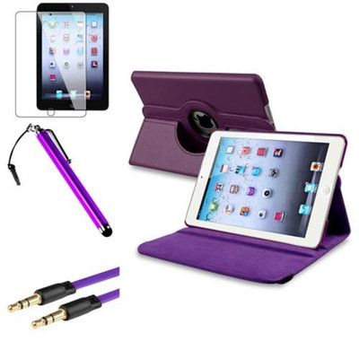 Insten iPad Mini 3/2/1 Case, by INSTEN Purple 360 Leather Case Cover+Guard+Pen+Cable for iPad Mini 3 2 1