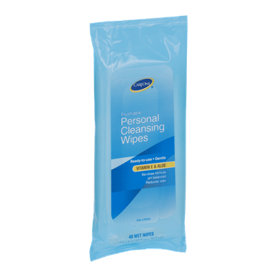 CareOne Flushable Cleansing Wipes Vitamin E & Aloe - 48 CT