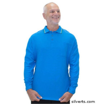 Silvert's Silverts 507810102 Disability Clothing - Adaptive Polo Shirt Top for Mens Cobalt - 3XL