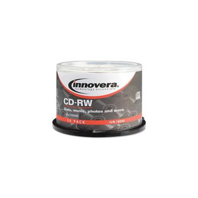 INNOVERA Innovera 78850 CD-RW Discs, Rewritable, 700MB-80min, 12x, Spindle, Silver, 50-Pack