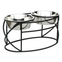 Petsstop Oval Cross Double Raised Feeder - Large