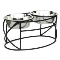 Petsstop Oval Cross Double Raised Feeder - Medium