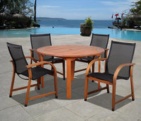 Amazonia Syracuse 5 Piece Eucalyptus Wood Patio Dining Set Brown