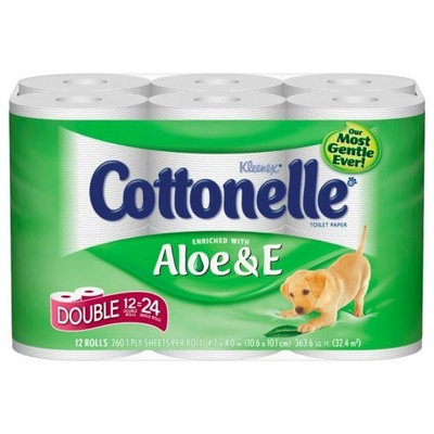 Kleenex Cottonelle Aloe & E Double Toilet Paper, 260-Sheet Double Rolls, 12-Count Packs (Pack of 4)