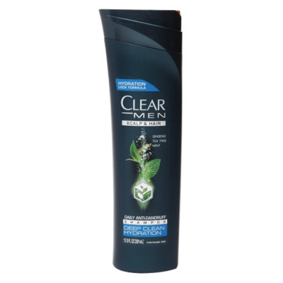 Clear Men Deep Clean Hydration Daily Anti-Dandruff Shampoo, Ginseng Tea Tree Mint, 12.9 fl oz