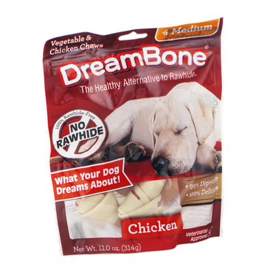 DreamBone Vegetable & Chicken Chews Medium - 4 CT