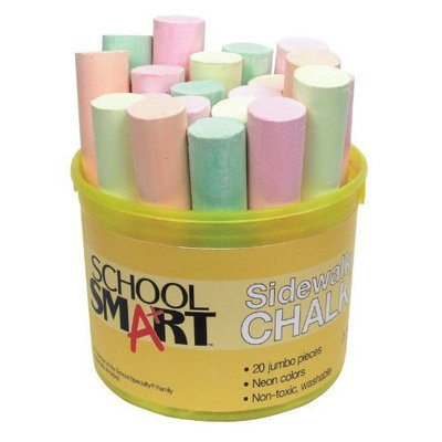 School Smart Sidewalk Chalk - 1 inch x 4 inch - Tub of 20 -Neon Colors