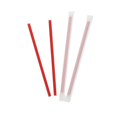 CiboWares 7.75 Individually Wrapped Giant Red Straws, Case of 7,200, ST72197W