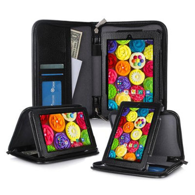 Kindle Fire HD 7 Tablet (2014) Case, roocase new Kindle Fire HD 7 Executive Portfolio Leather Case Cover with Stylus for All-New Fire HD 7 Tablet (2014), Black