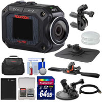 JVC GC-XA2 Adixxion Quad Proof Full HD Wi-Fi Digital Video Action Camera Camcorder with Handlebar, Helmet, Suction Cup & Dash Mounts + 64GB Card + Case + Battery + Kit