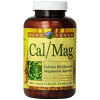 Pure Vegan Calcium Bis-Glycinate with Magnesium Vegetarian Capsules, 180 Count