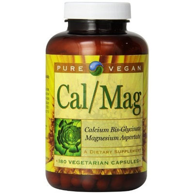 Pure Vegan Calcium Bis-Glycinate with Magnesium Vegetarian Capsules, 180 Count