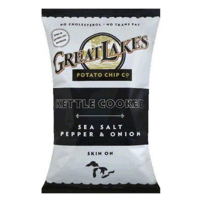 Great Lakes Potato Chip Sea Salt Pepper & Onion Kettle Cooked Potato Chips, 10 OZ (Pack of 12)