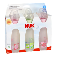NUK 0+ Months Medium Flow Orthodontic Silicone 10 oz Bottles - 3 CT