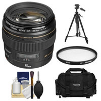 Canon EF 85mm f/1.8 USM Lens with Canon Case + Hoya UV Filter + Tripod + Cleaning Kit for EOS 6D, 70D, 5D Mark II III, Rebel T3, T3i, T4i, T5, T5i, SL1 DSLR Cameras
