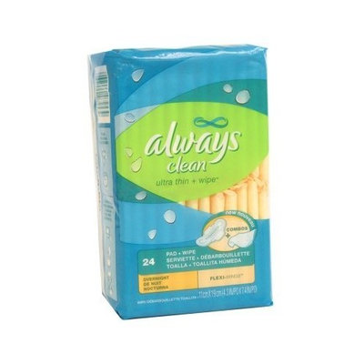 Always Ultra Thin and Wipe with Flexi-Wings Overnight
