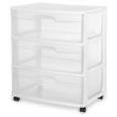 Sterilite 3 Drawer Wide Cart